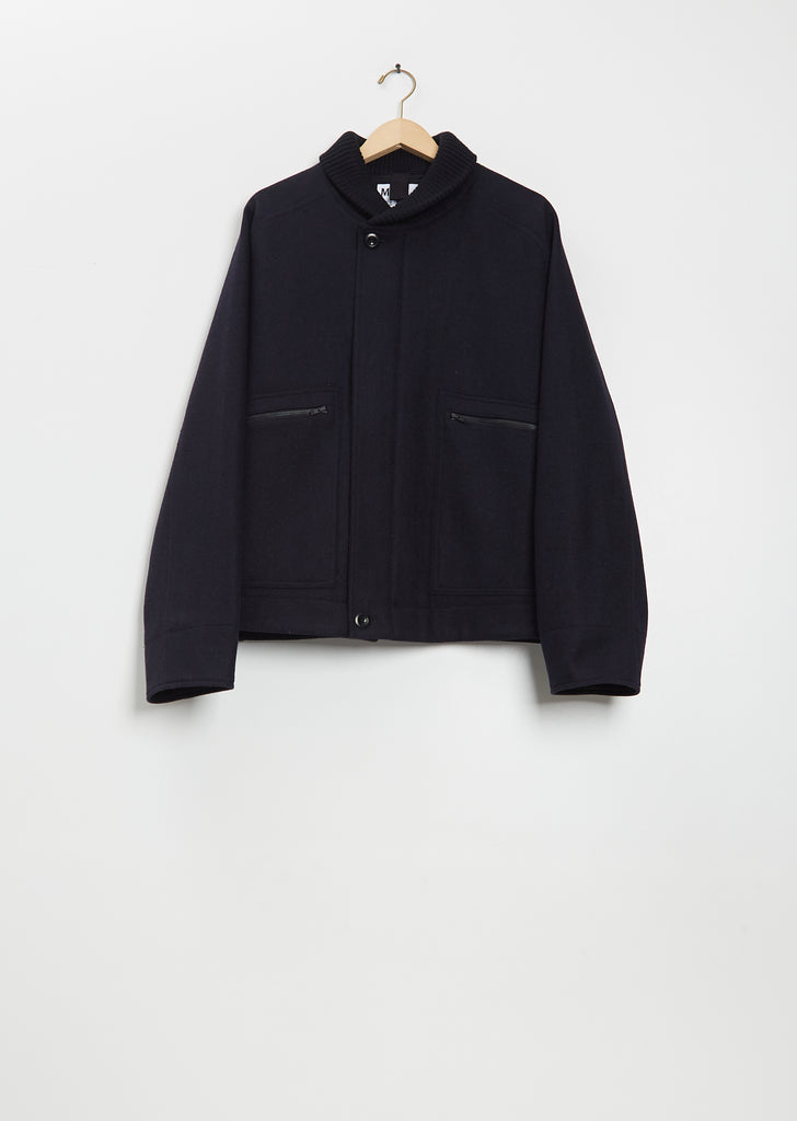 Rib Neck Wool Jacket