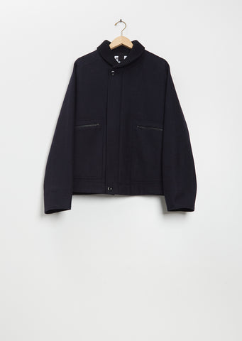 Rib Neck Wool Jacket