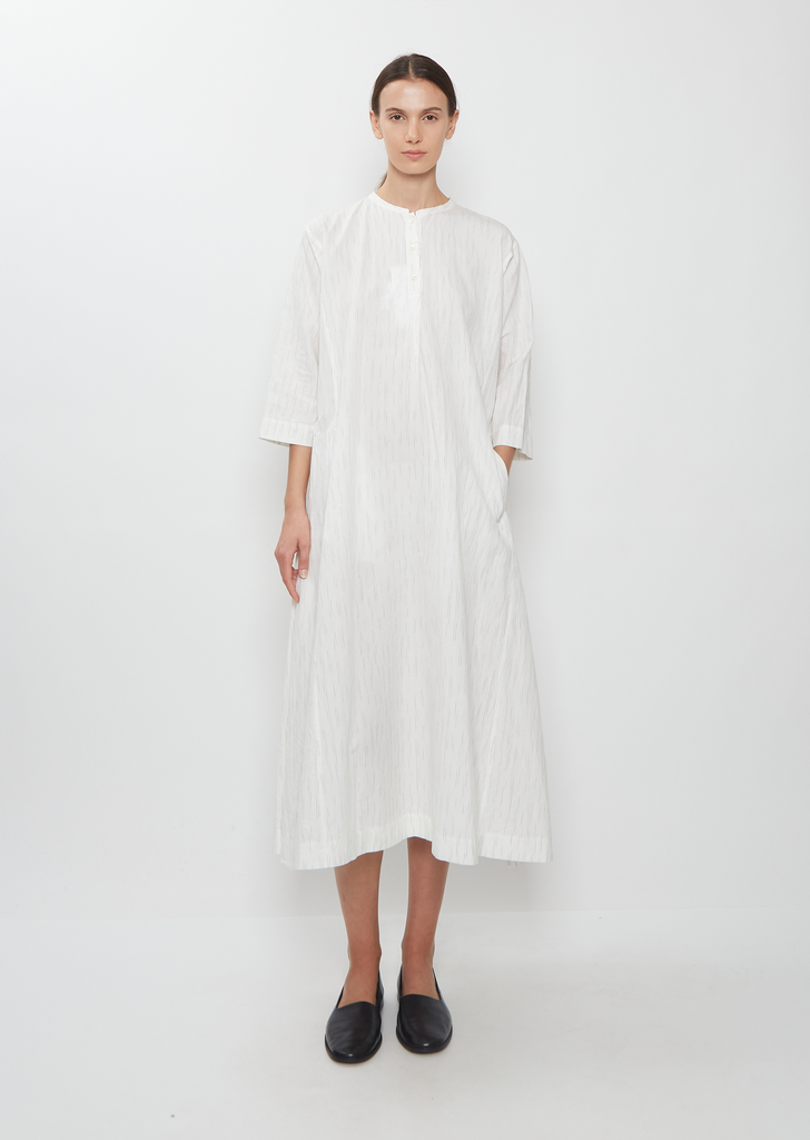 Side Panel Cotton Linen Dress — Off White