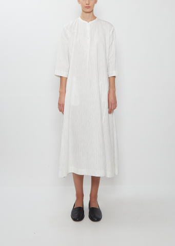 Side Panel Cotton Linen Dress — Off White
