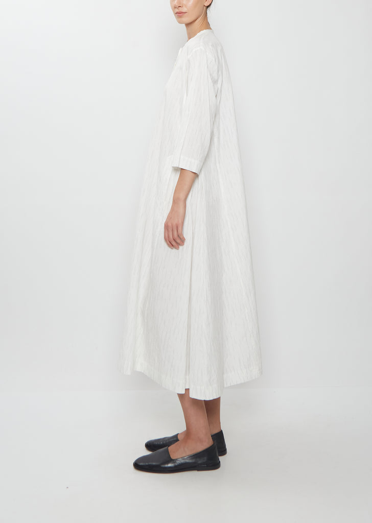 Side Panel Cotton Linen Dress — Off White
