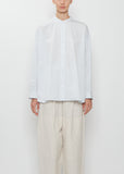 Band Collar Simple Cotton Shirt — Ice Blue