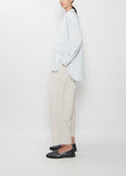 Band Collar Simple Cotton Shirt — Ice Blue