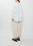 Band Collar Simple Cotton Shirt — Ice Blue