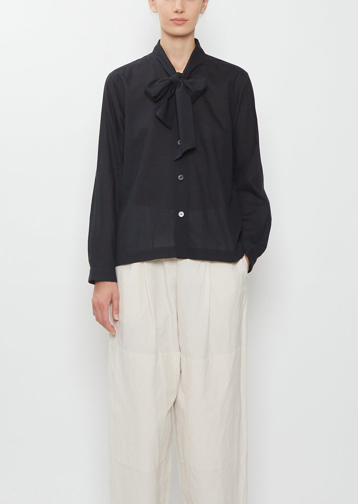 Cotton Cashmere Voile Front Tie Shirt