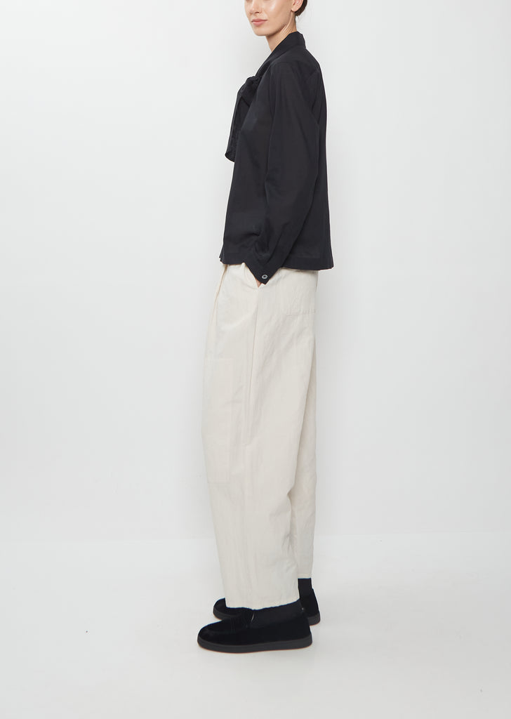 Cotton Cashmere Voile Front Tie Shirt