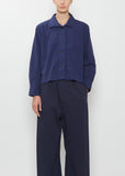 Washed Cotton Poplin Asymmetric Round Collar Shirt