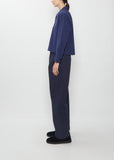 Washed Cotton Poplin Asymmetric Round Collar Shirt