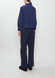 Washed Cotton Poplin Asymmetric Round Collar Shirt