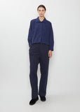 Washed Cotton Poplin Asymmetric Round Collar Shirt