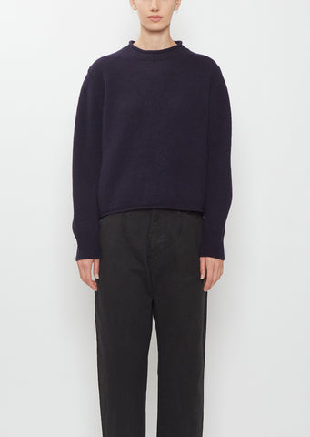 Shetland Wool Rolled Edge Sweater