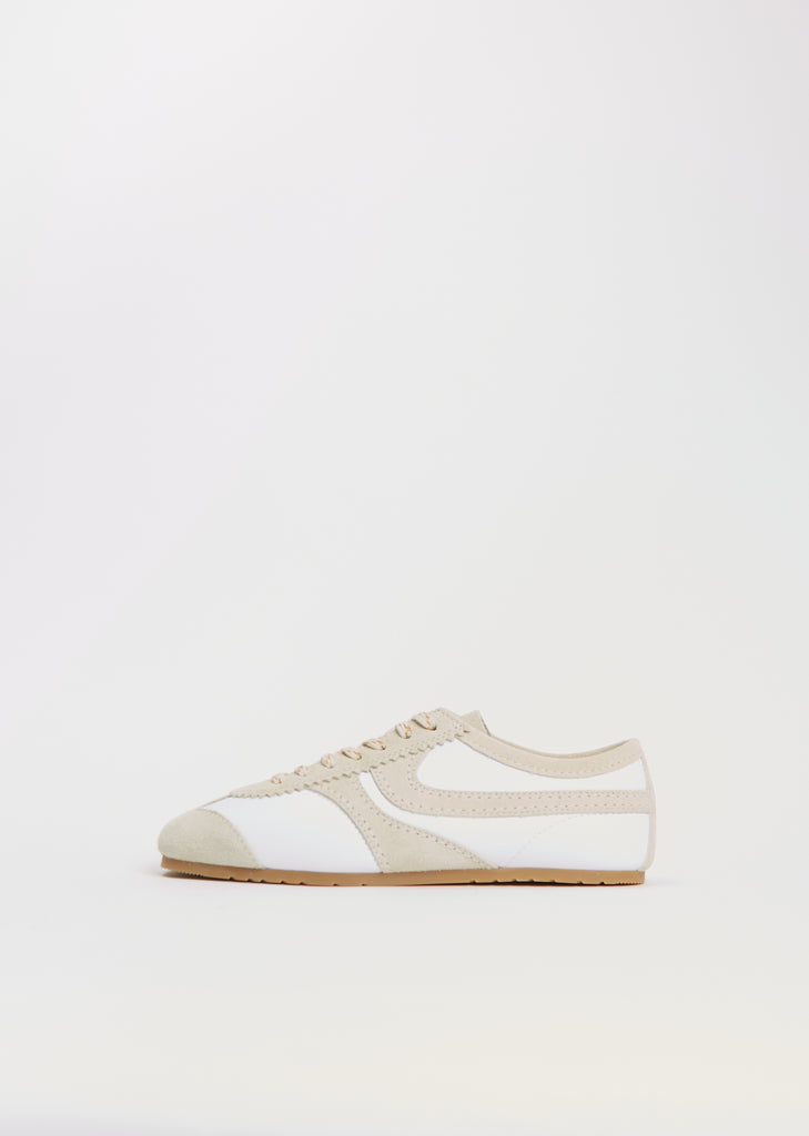 Suede Leather Trainer — White