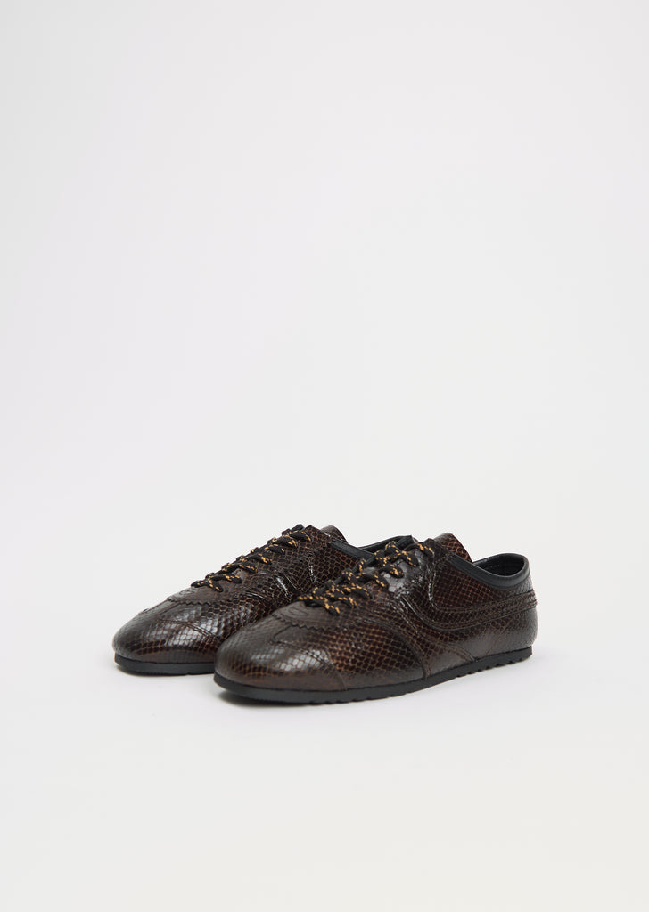 Snake Effect Leather Trainer