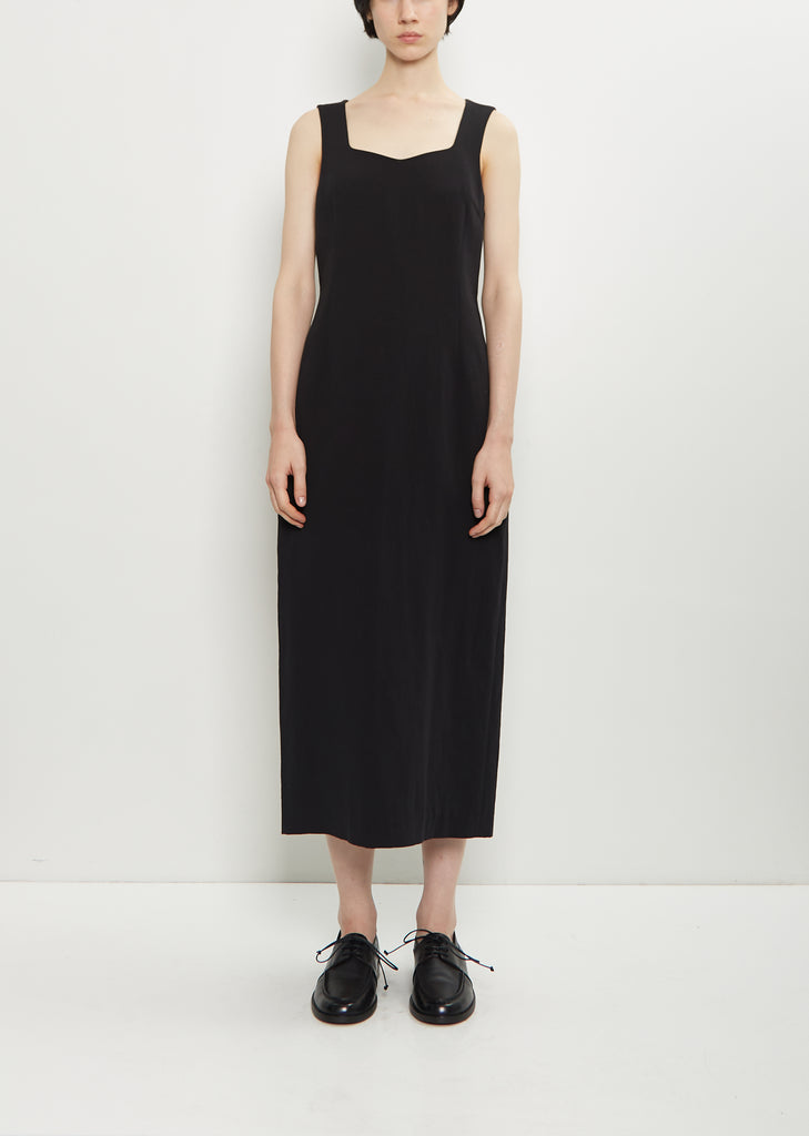 Cotton Linen Gabardine Dress — Black