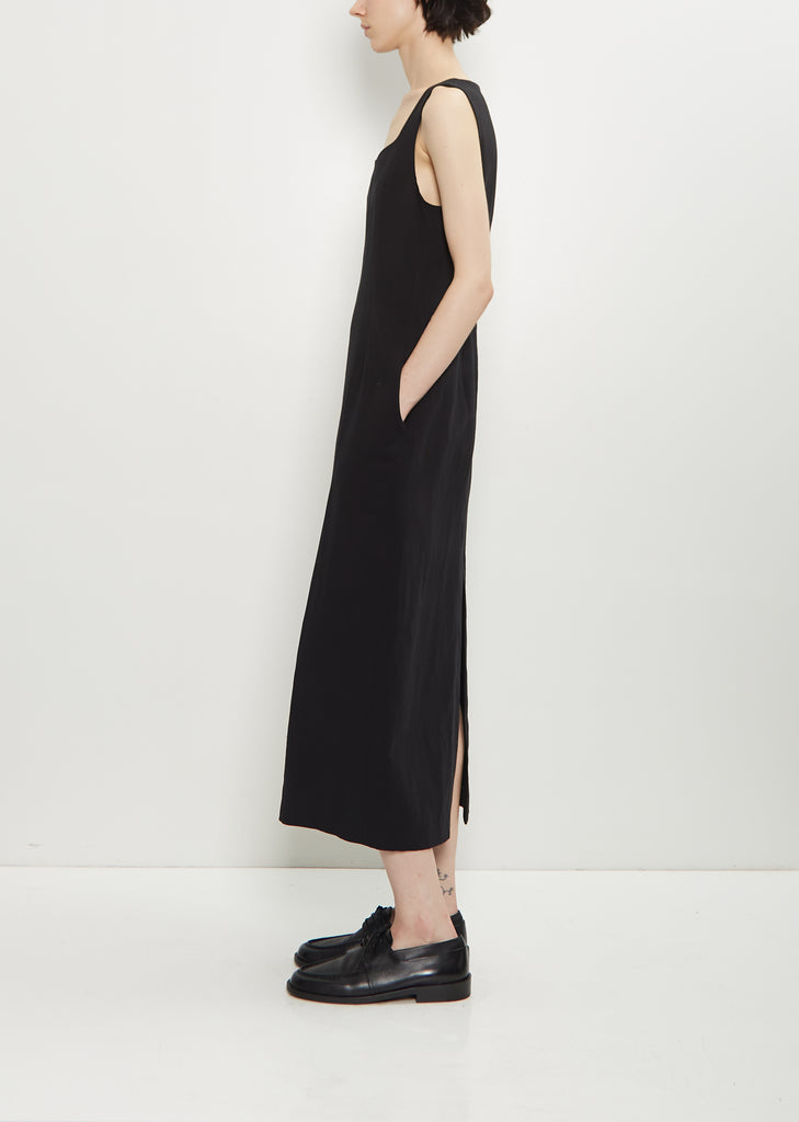 Cotton Linen Gabardine Dress — Black