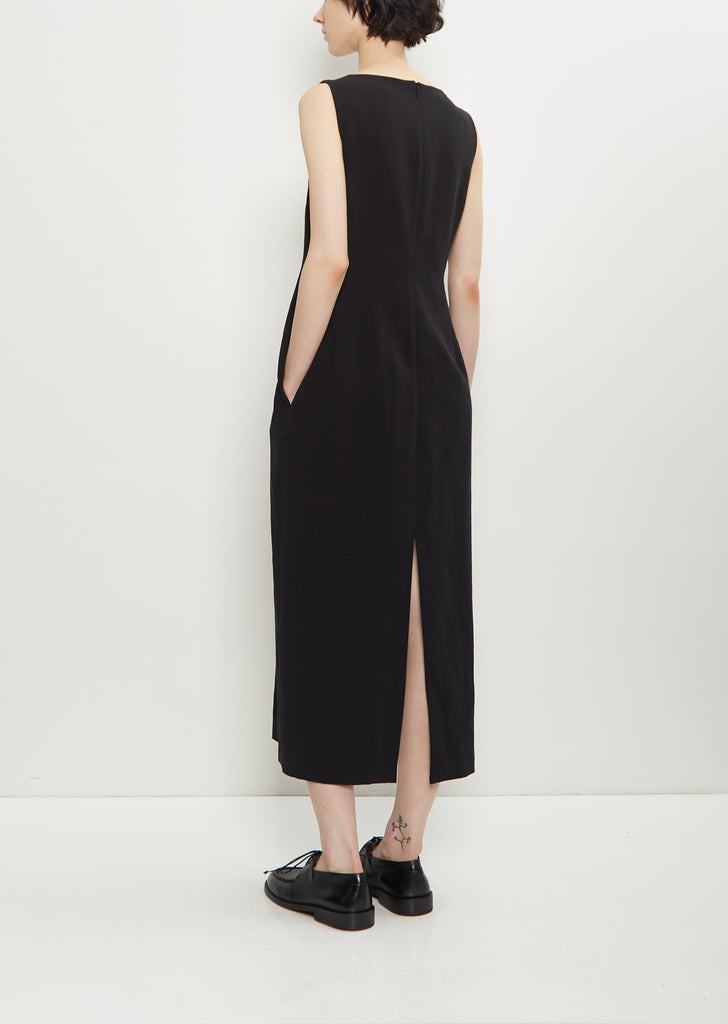 Cotton Linen Gabardine Dress — Black