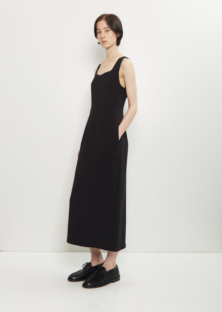 Cotton Linen Gabardine Dress — Black