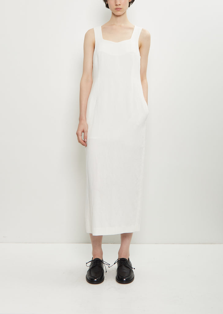 Cotton Linen Gabarine Dress — White