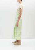 Draped Wrap Skirt — Lime Plaid