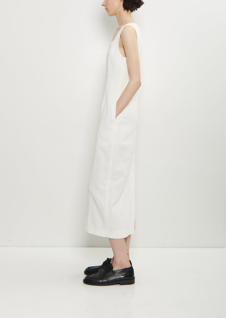 Cotton Linen Gabarine Dress — White