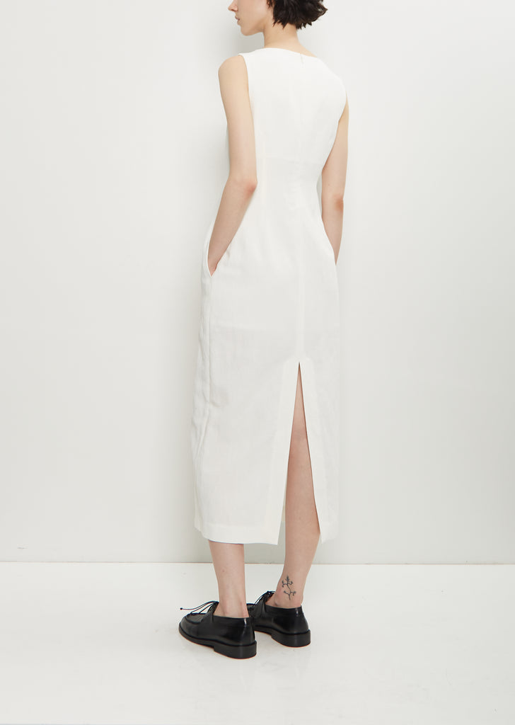 Cotton Linen Gabarine Dress — White