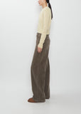 Finx Corduroy 5-Pocket Wide Pants — Olive Brown