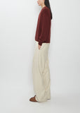 Side profile view of Wool Fulling Flannel Drawstring Pants in top ivory.