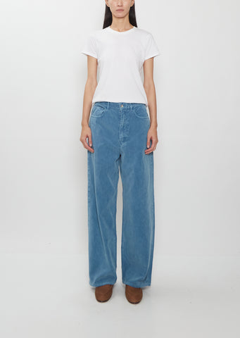 Finx Corduroy 5-Pocket Wide Pants — Dusty Blue