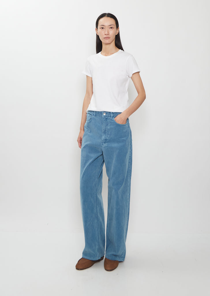 Finx Corduroy 5-Pocket Wide Pants — Dusty Blue