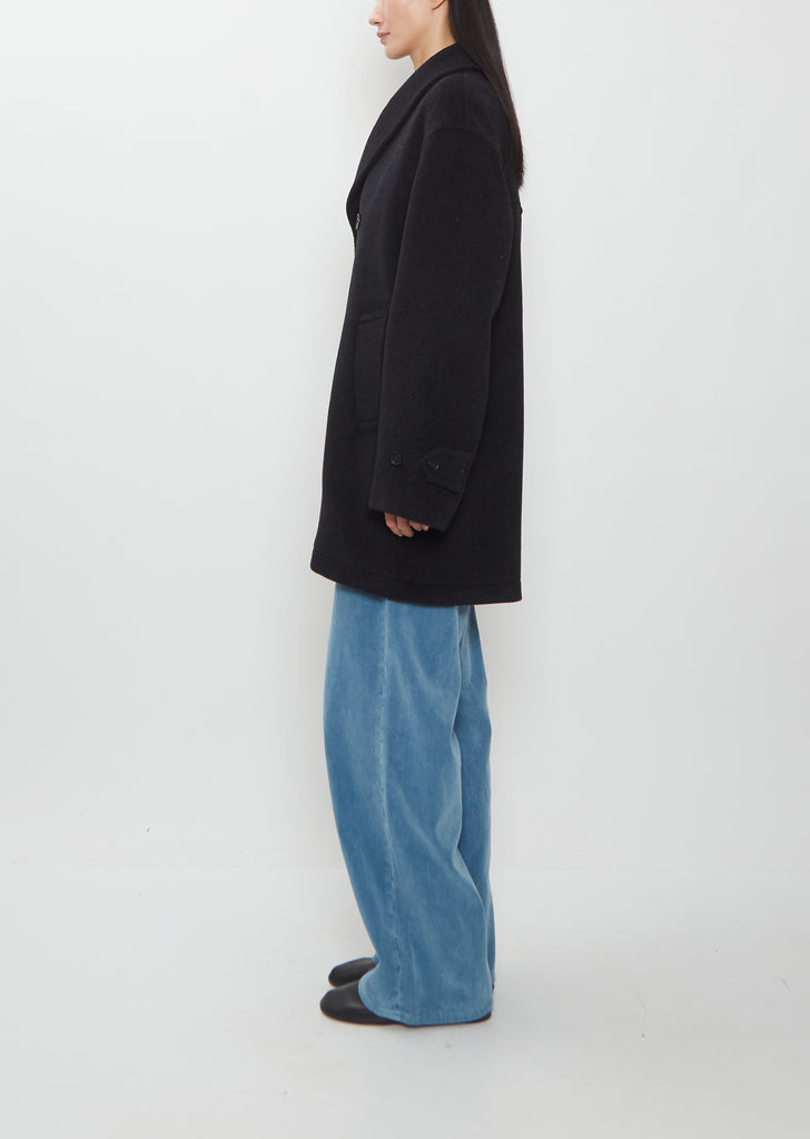 Wool Herringbone Shawl Collar Coat