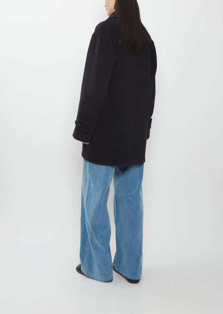 Wool Herringbone Shawl Collar Coat