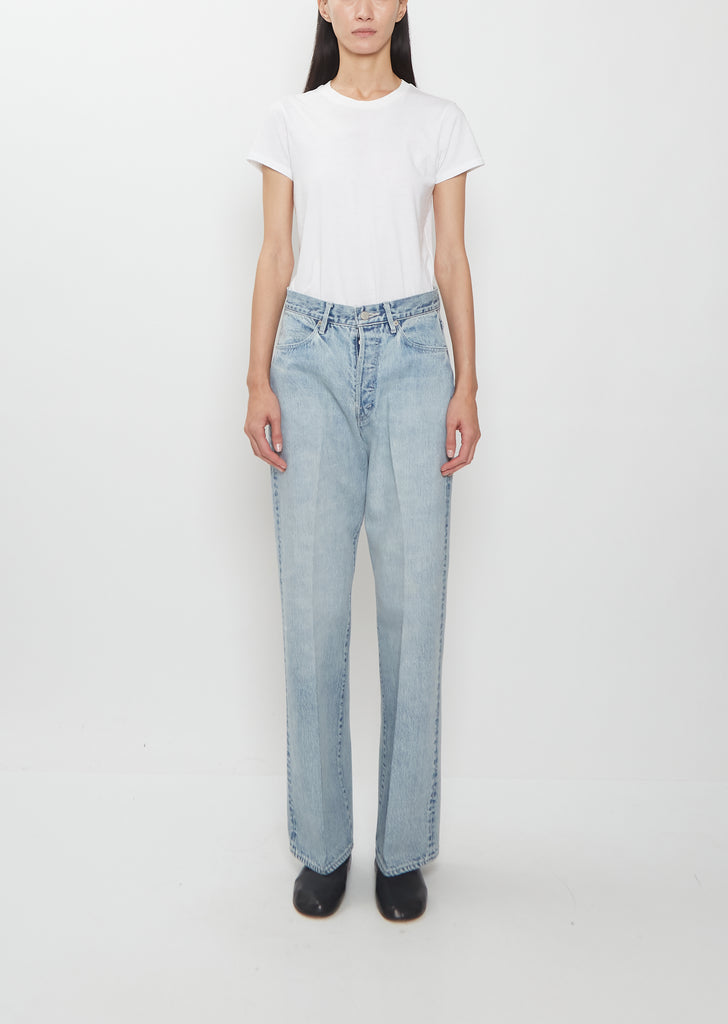 Faded Heavy Denim Center Pleated Pants