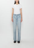 Faded Heavy Denim Center Pleated Pants