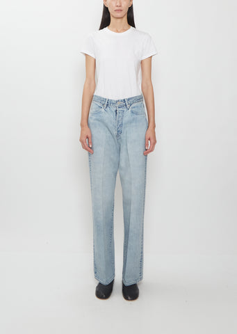 Faded Heavy Denim Center Pleated Pants