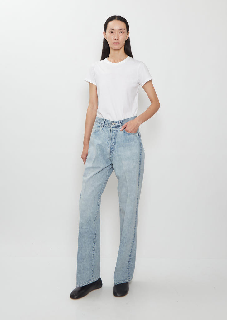 Faded Heavy Denim Center Pleated Pants