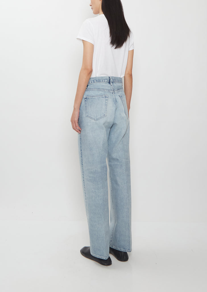 Faded Heavy Denim Center Pleated Pants