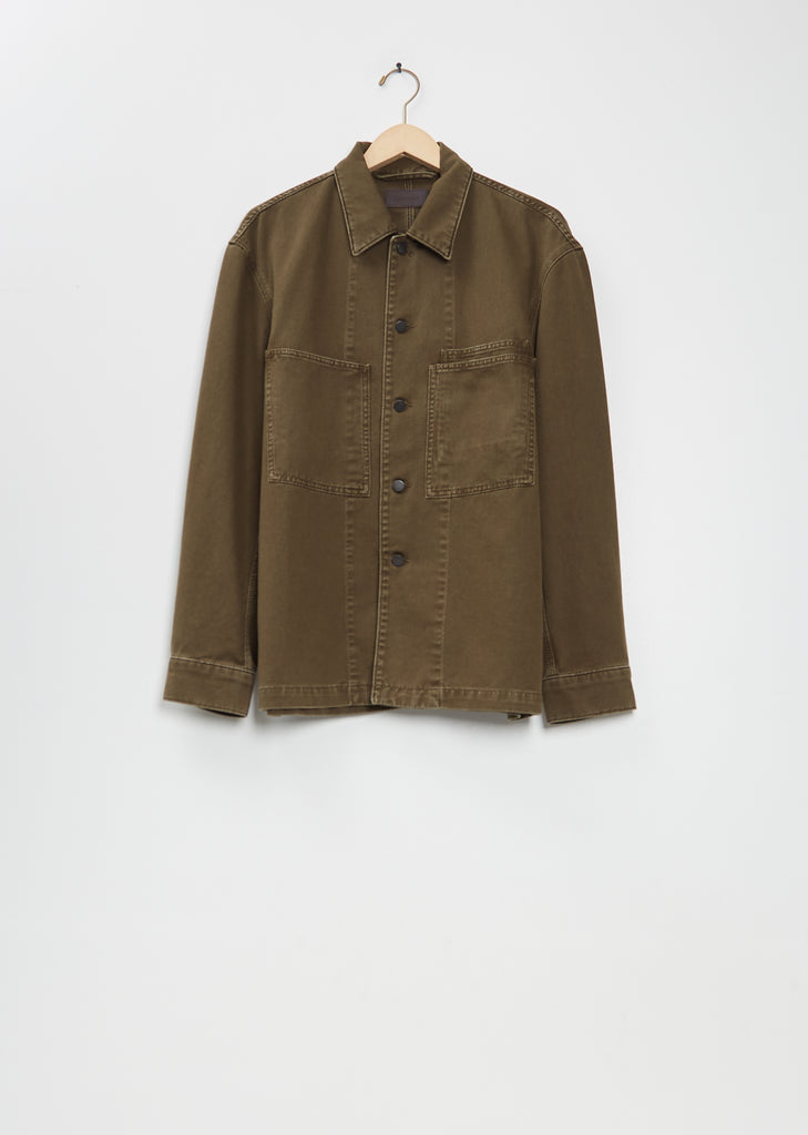 Workwear Cotton Denim Overshirt — Moss Green