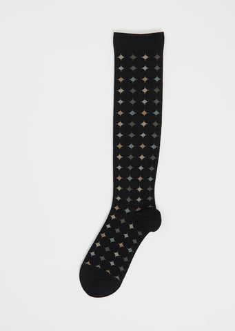 Big Circle Wool Compression High Socks — Black