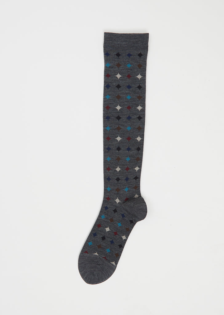 Big Circle Wool Compression High Socks — Mix Grey