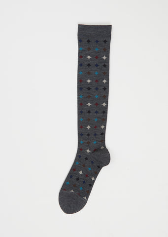 Big Circle Wool Compression High Socks — Mix Grey