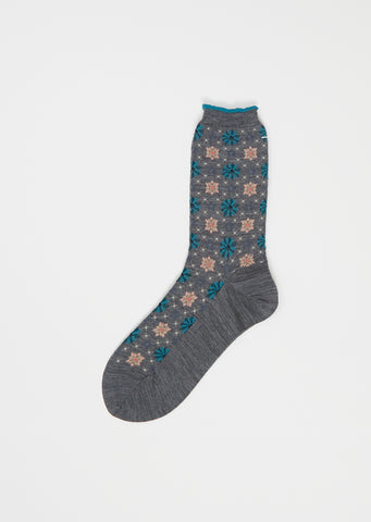 Kaleido Scope Stretch Wool Socks — Mix Grey