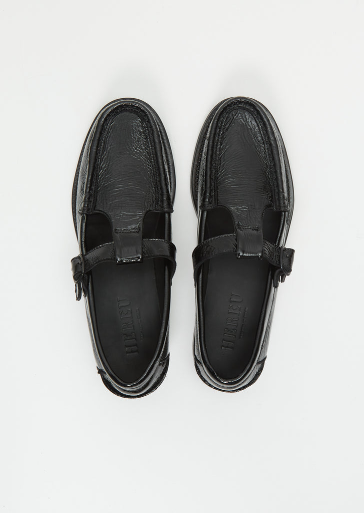 Alber Crinkled Glossy Loafer —  Black