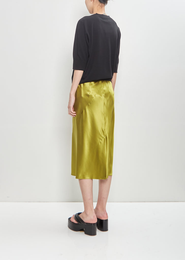 Silk Sati Skirt — Olive