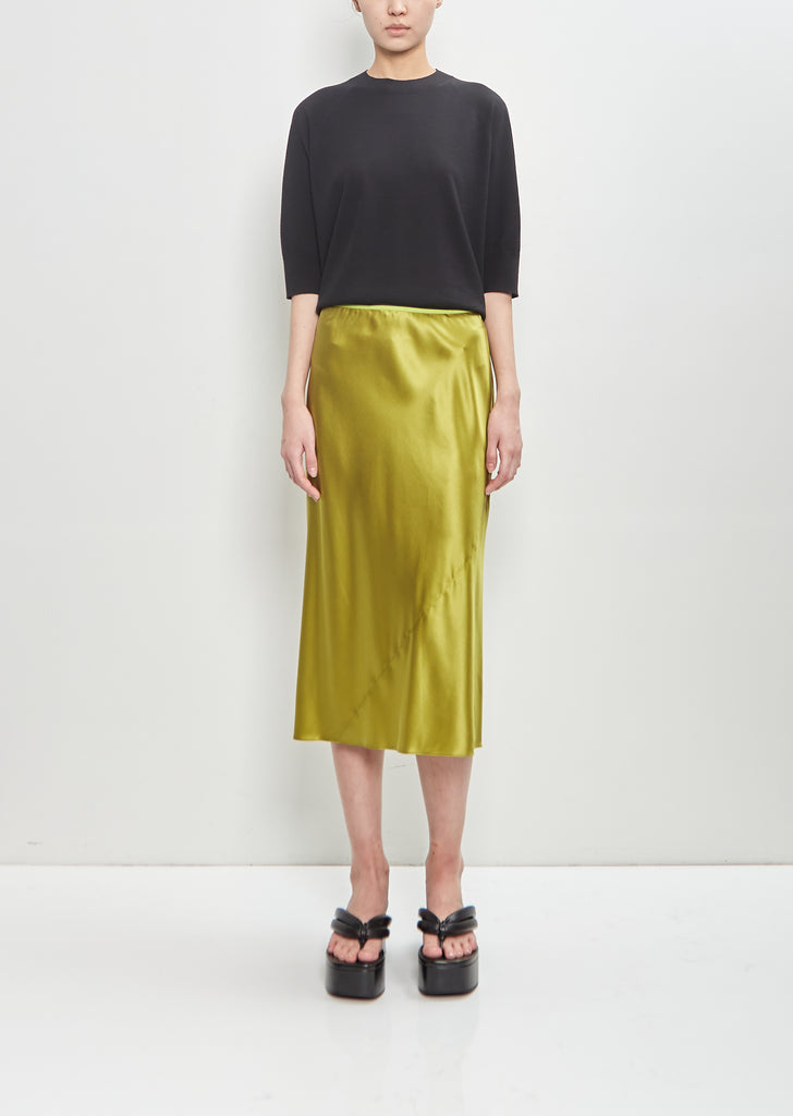 Silk Sati Skirt — Olive