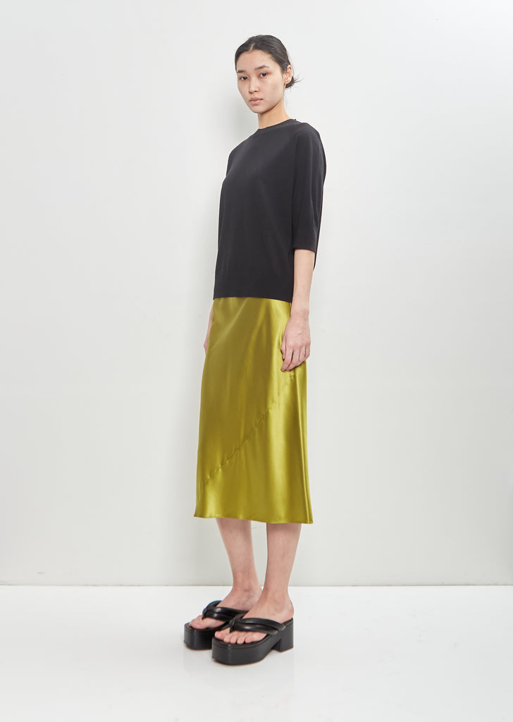 Silk Sati Skirt — Olive