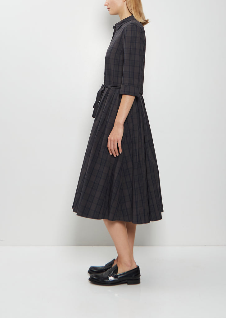 Cotton Tartan Belted Pleated Dress