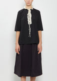 Cotton Contrast Ruffle Collar Top