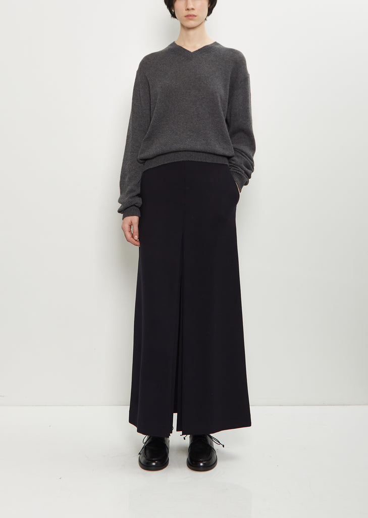 Tense Wool Double Cloth Slit Skirt