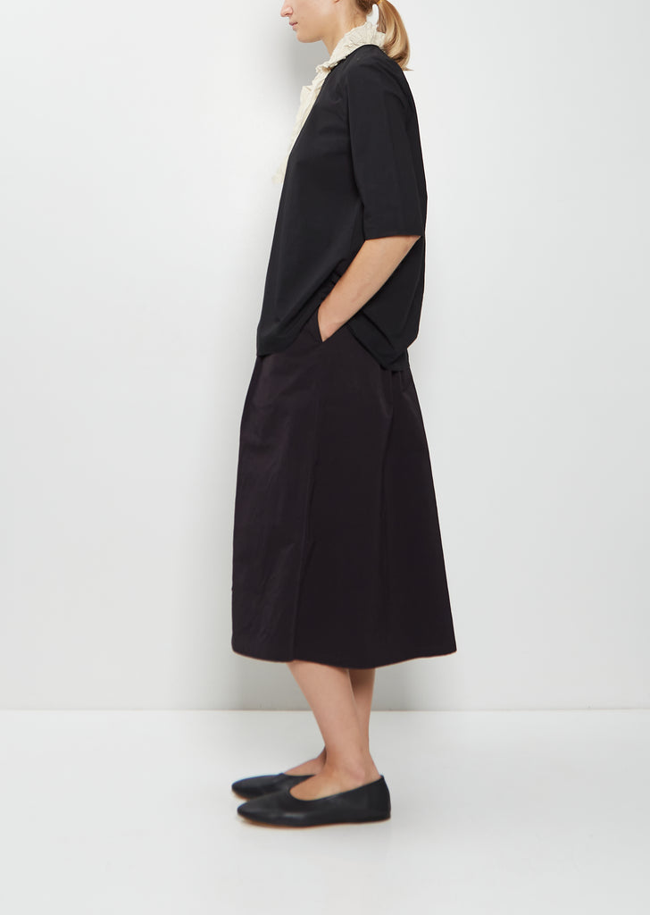 Cotton Contrast Ruffle Collar Top