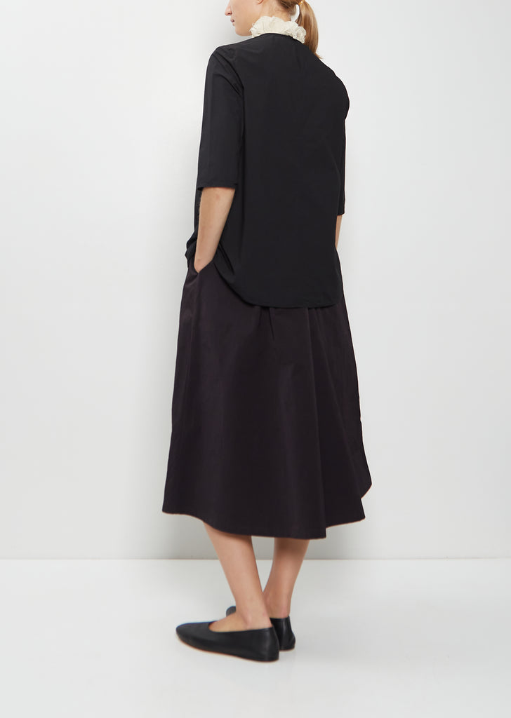 Cotton Contrast Ruffle Collar Top